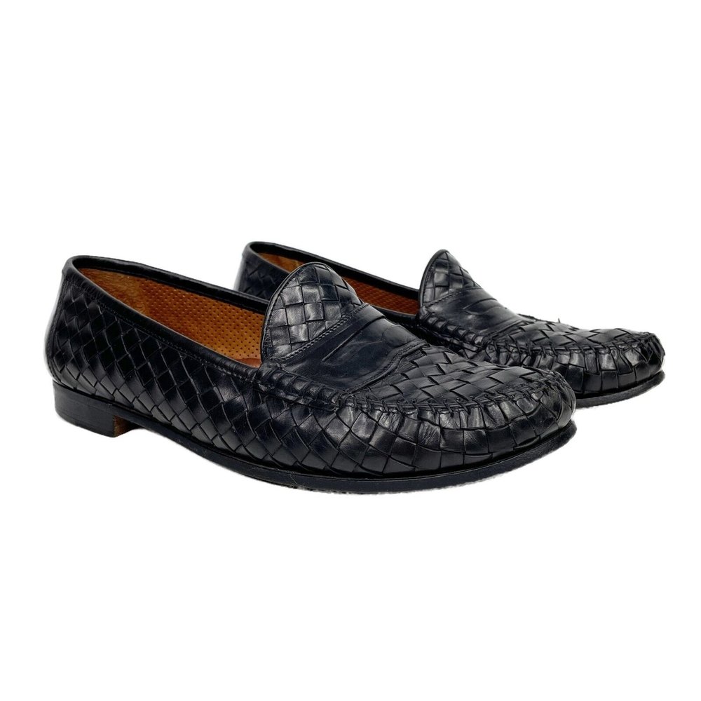 Allen Edmonds Men’s Penny Loafers 10.5 D St. Lucia Black Woven Leather Shoes